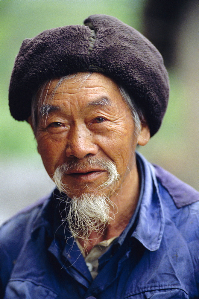 Portrait of an elderly Miao man, Guizhou Province, China, Asia