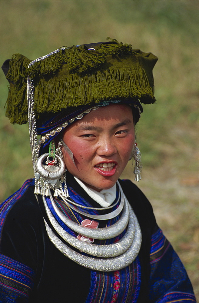 Black Miao girl, southern Guizhou, Guizhou, China, Asia