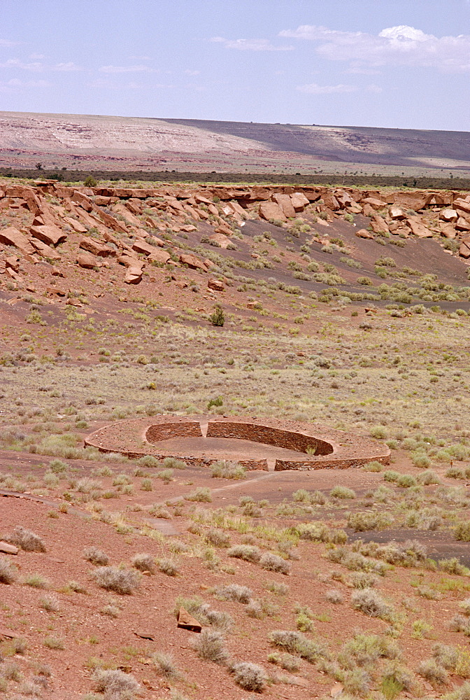 Ball court, masonry not adobe, unique to Sinagua Indian culture, Wupatki, 1120-1210 AD, Arizona, United States of America (U.S.A.), North America