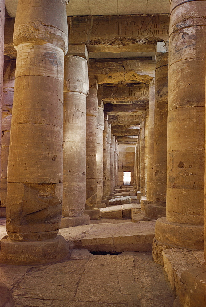 The interior of the Temple of Sythos I, 18th dynasty, Abydos, Egypt, North Africa, Africa