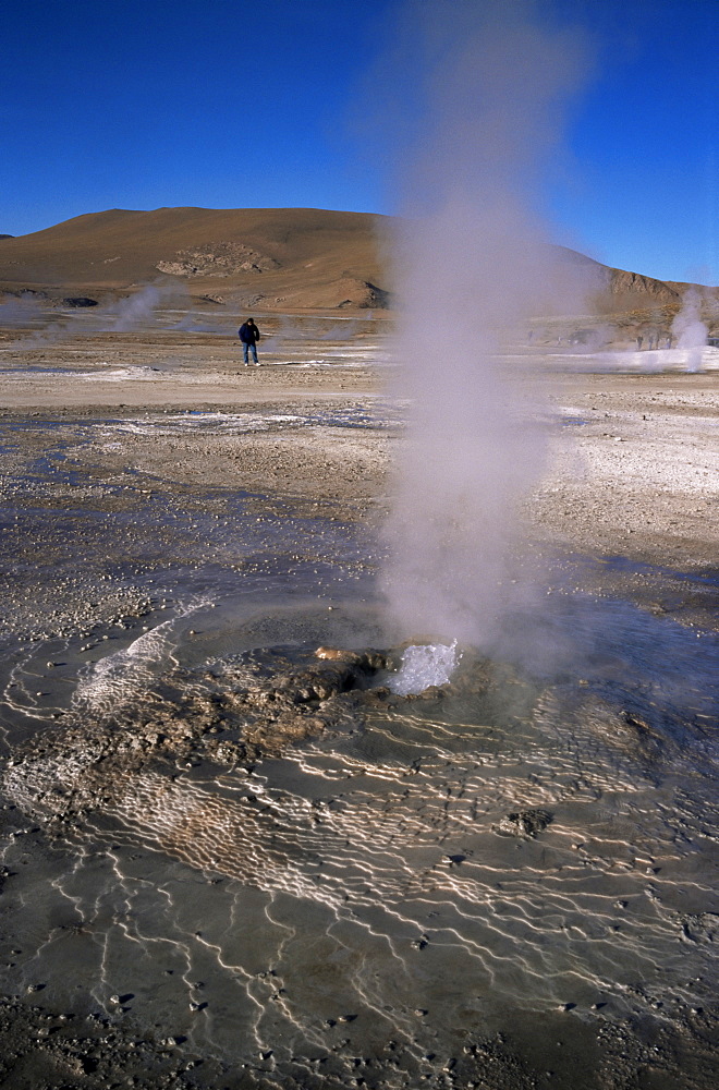 El Tatio Geysers and fumaroles, Andes at 4300m, northern area, Chile, South America