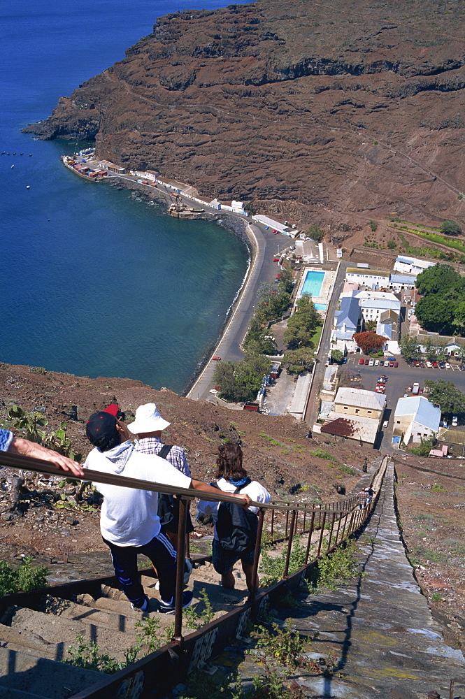 The town and harbour from Jacob's Ladder, Jamestown, St. Helena, Mid Atlantic