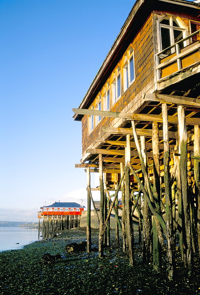 Stilted buildings, zone of Castro, Chiloe, Chile, South America