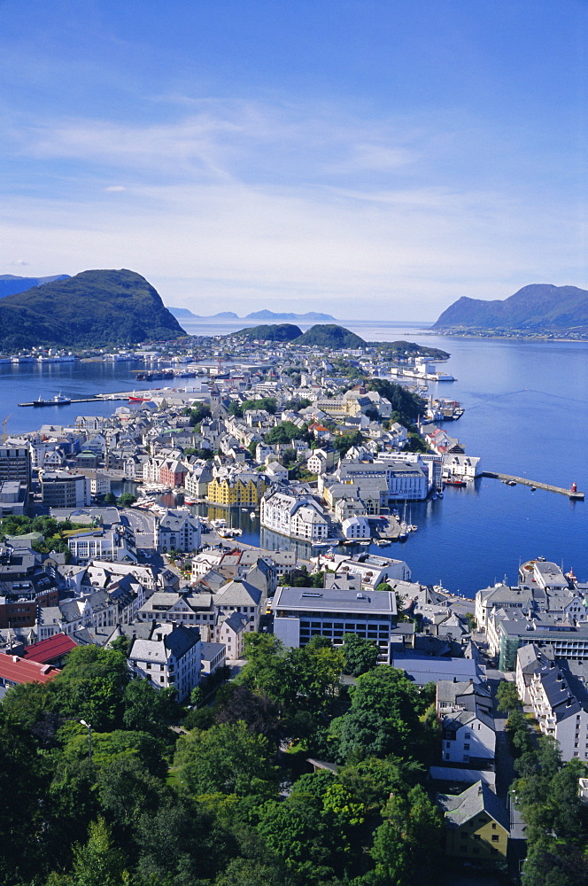 View from Aksla over Alesund, Romsdal, Norway, Scandinavia, Europe