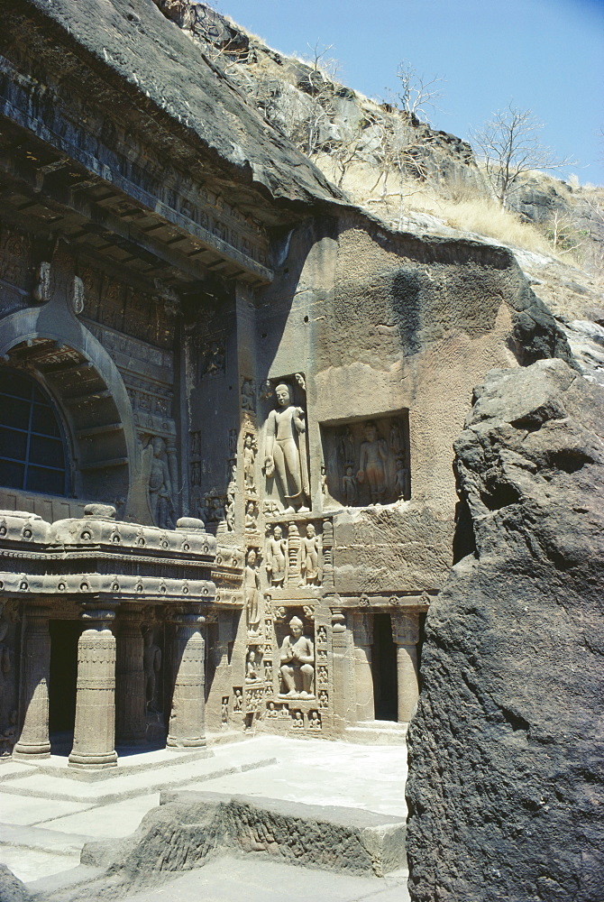 The caves at Ajanta, Deccan Hills, Maharashtra State, India