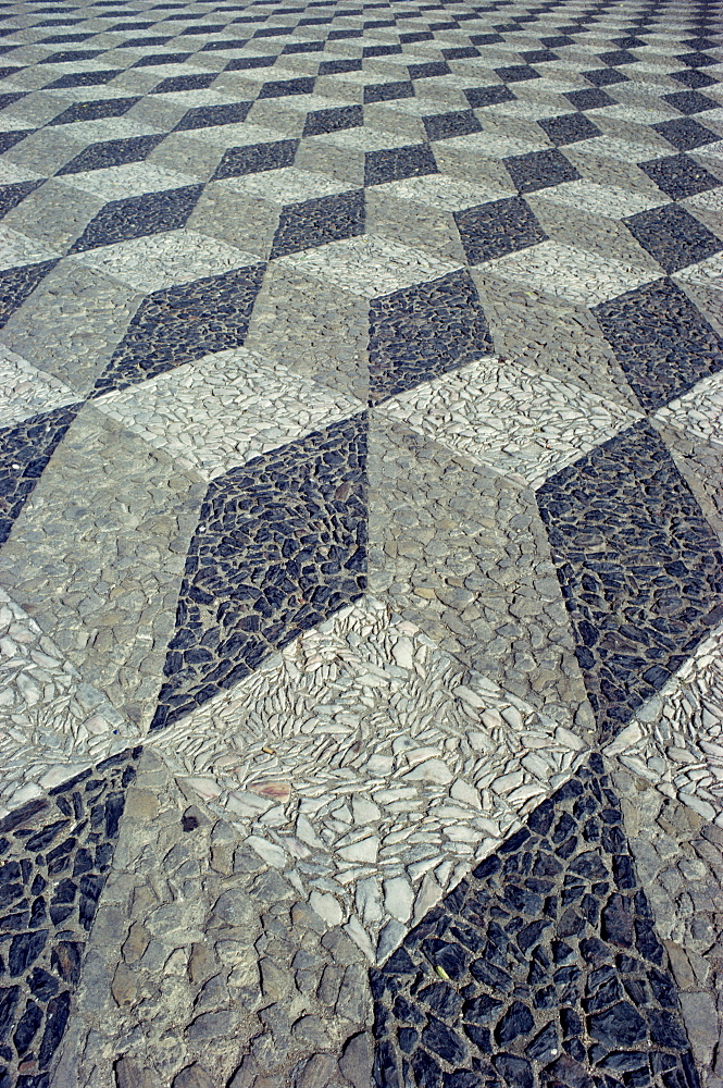 Tessallated pavement design from basalt, marble and limestone, Praca de Sancho, Portugal, Europe