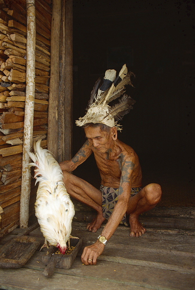 Iban chief, Delok River, Sarawak, Malaysia, Southeast Asia, Asia