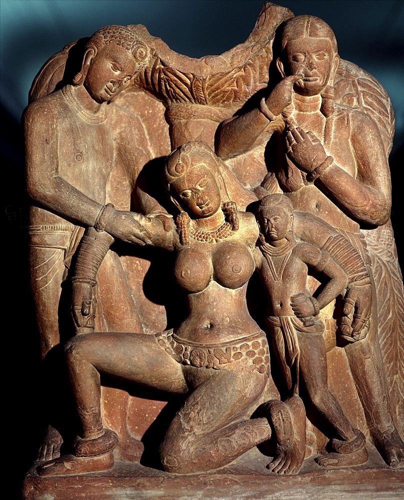 Baccanalia, stone sculpture dating from the 2nd century, from Mathura, National Museum, New Delhi, India, Asia
