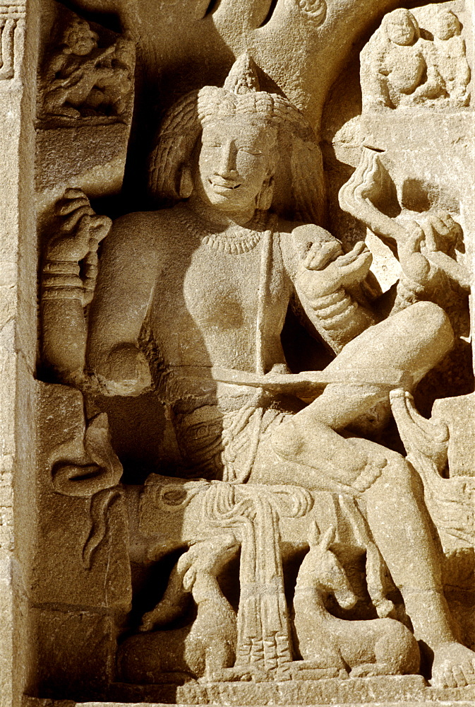 Shiva at the Kailasanatha Temple, Kanchipuram district, Tamil Nadu, India, Asia