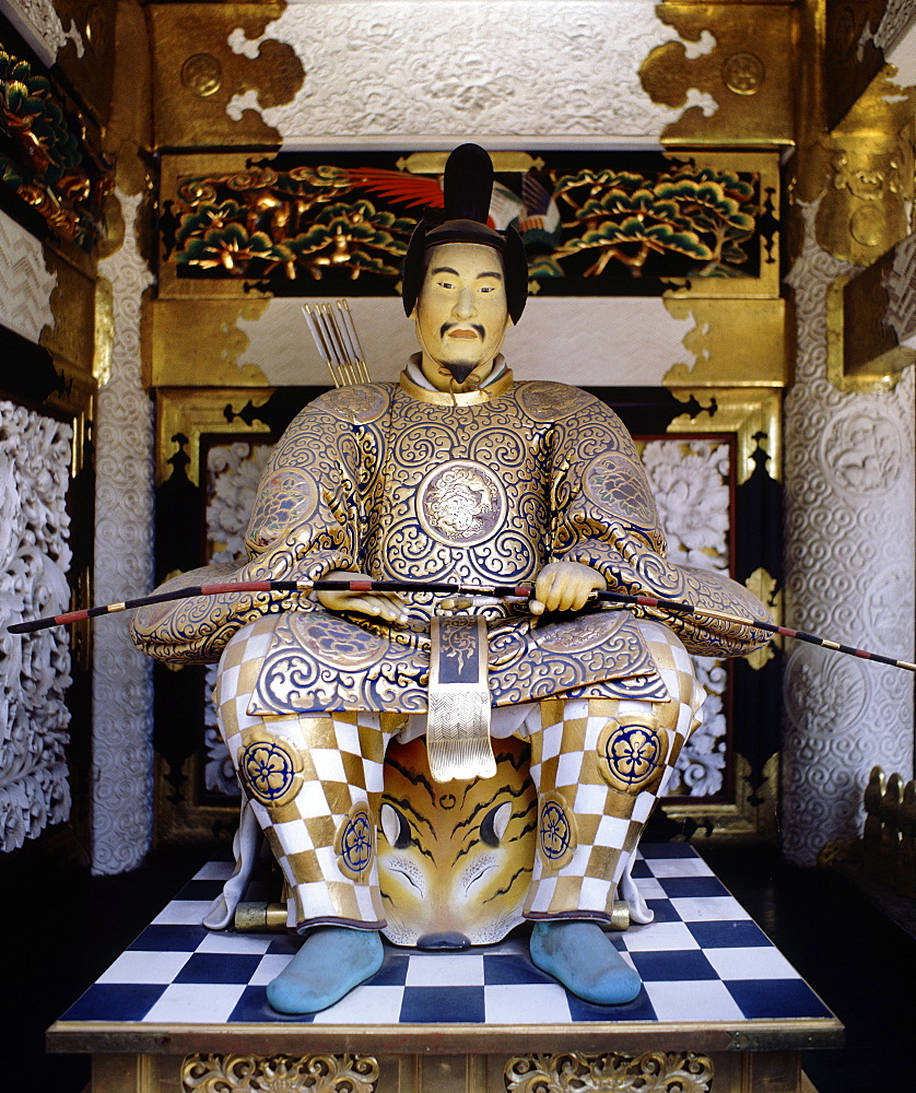 Life-like image of Tokugawa Ieyasu, founder of the Tokugawa shogunate, the Samurai Festival at Toshogu Shrine, Nikko, Japan, Asia