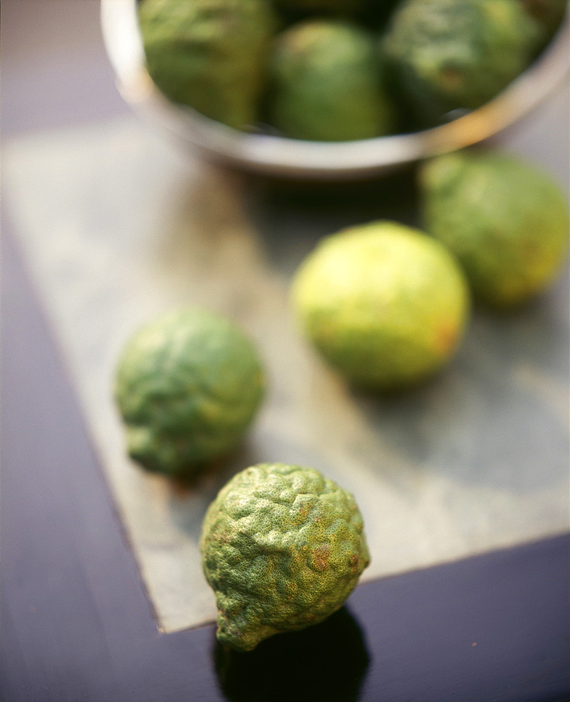 Kaffir Lime (limau purut), a type of lime native to Indonesia, Malaysia, and Thailand, for culinary and medicinal uses