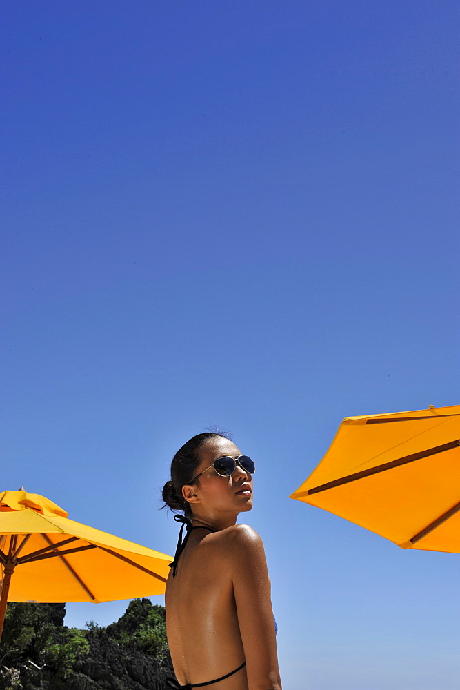 Girl on the beach, Shangri La Boracay Resort and Spa in Boracay, Philippines, Southeast Asia, Asia