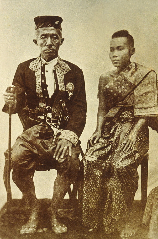 Photo of King Mongkut (Rama IV) ruled between 1951 and 1868, with his wife, Thailand, Southeast Asia,Asia
