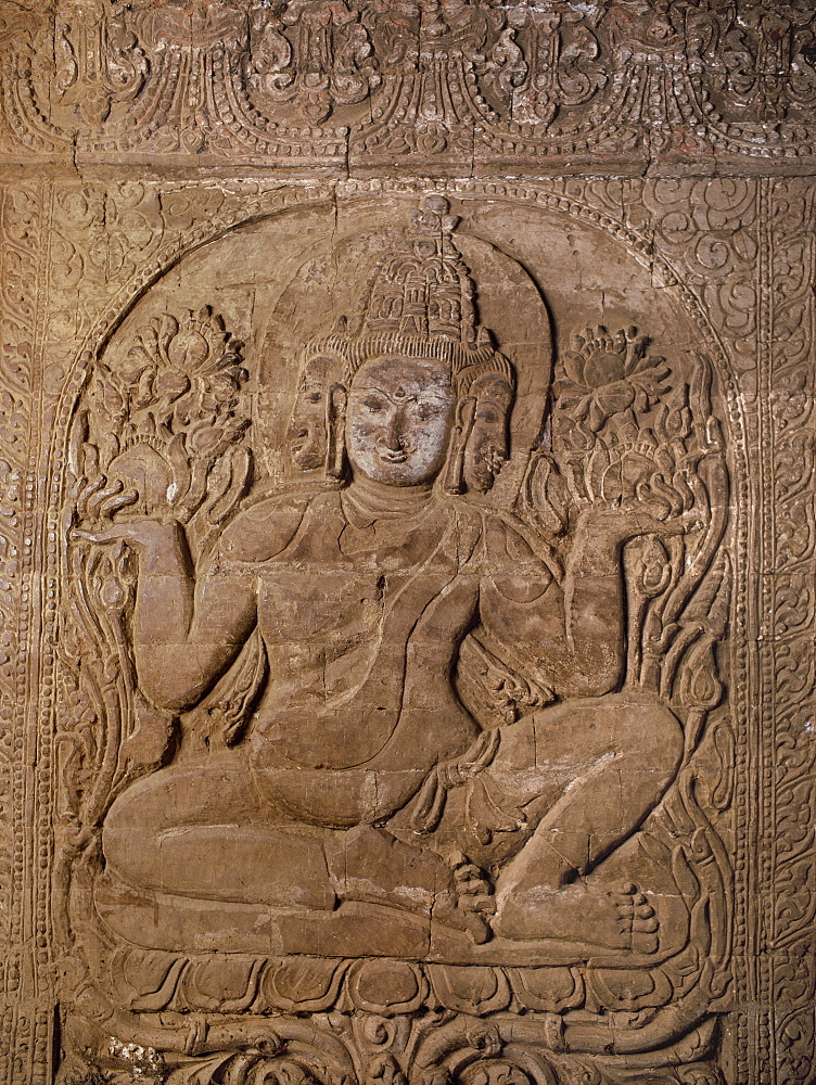 Brahma, Nanpaya temple, Bagan (Pagan), Myanmar (Burma), Asia