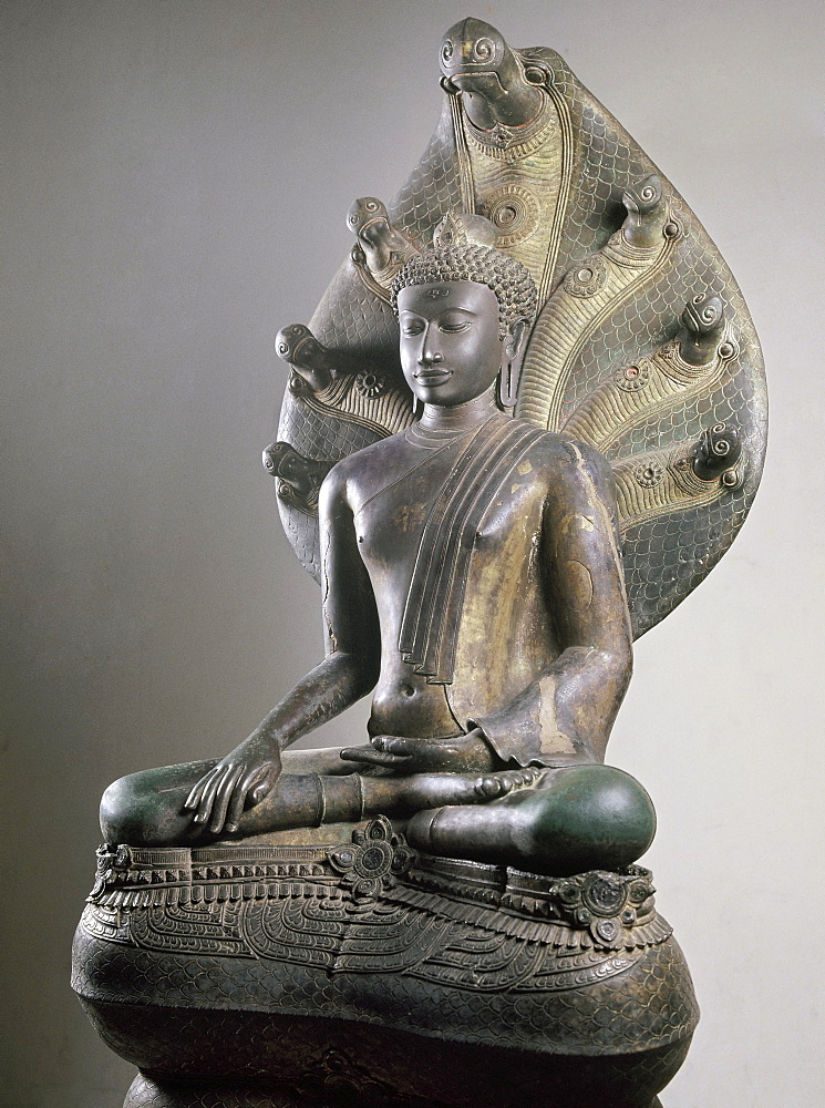 Buddha of Grahi, a masterpiece of 12th century Srivijaya art, donated by the Governor of Grahi, from Chaya District, National Museum, Bangkok, Thailand, Southeast Asia, Asia