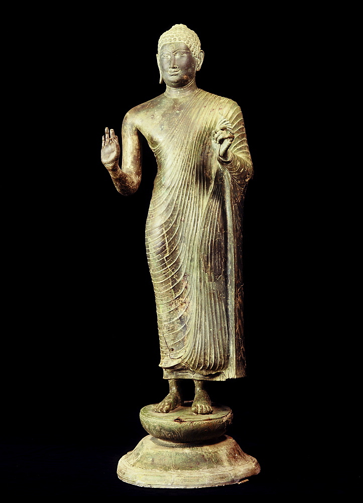 Standing bronze Buddha image from Dong Duon in the Amaravati style, Saigon National Museum, Saigon, Vietnam, Indochina, Southeast Asia, Asia