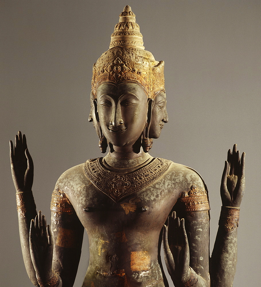 Bronze Brahma cast in Sukhothai in the 14th century, Bangkok National Museum, Thailand, Southeast Asia, Asia