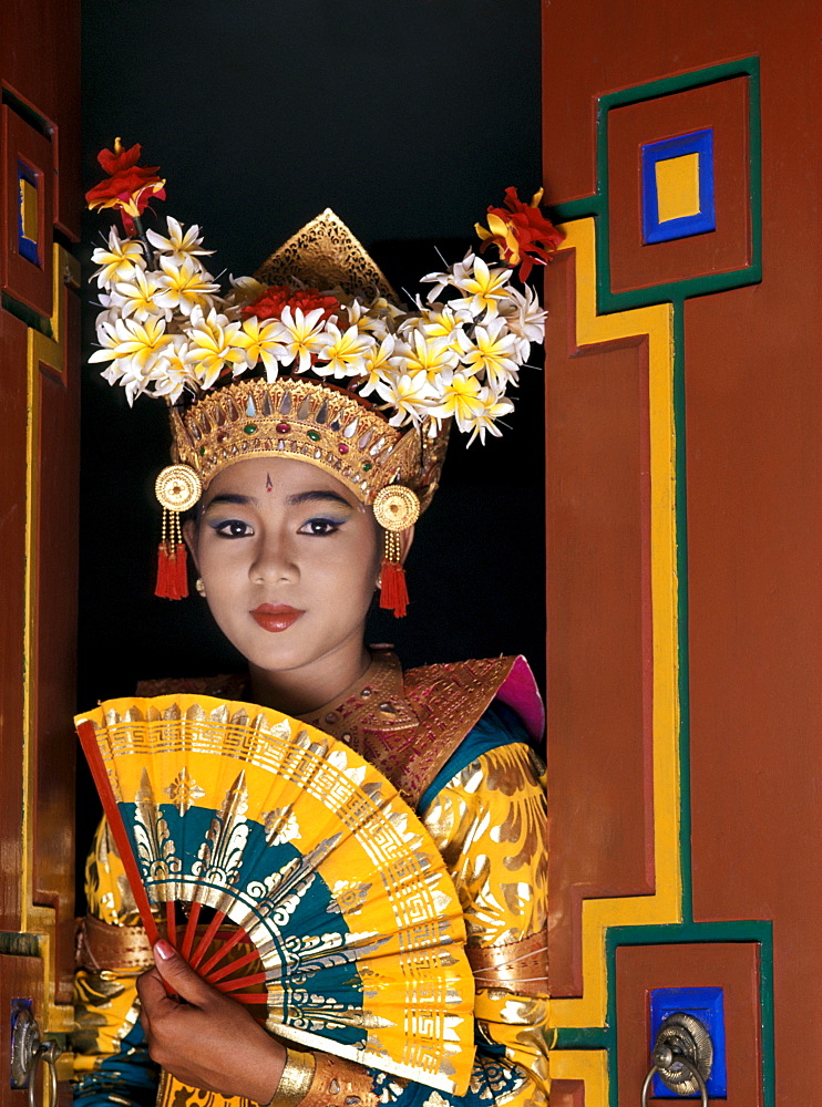 Young girl in Legong dancer costume, Bali, Indonesia, Southeast Asia, Asia