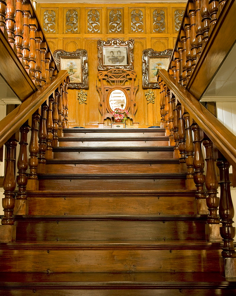 Staircase of Borja residence, an art nouveau Filipino style residence dating from 1920, Malabon, Metro Manila, Philippines, Southeast Asia Asia