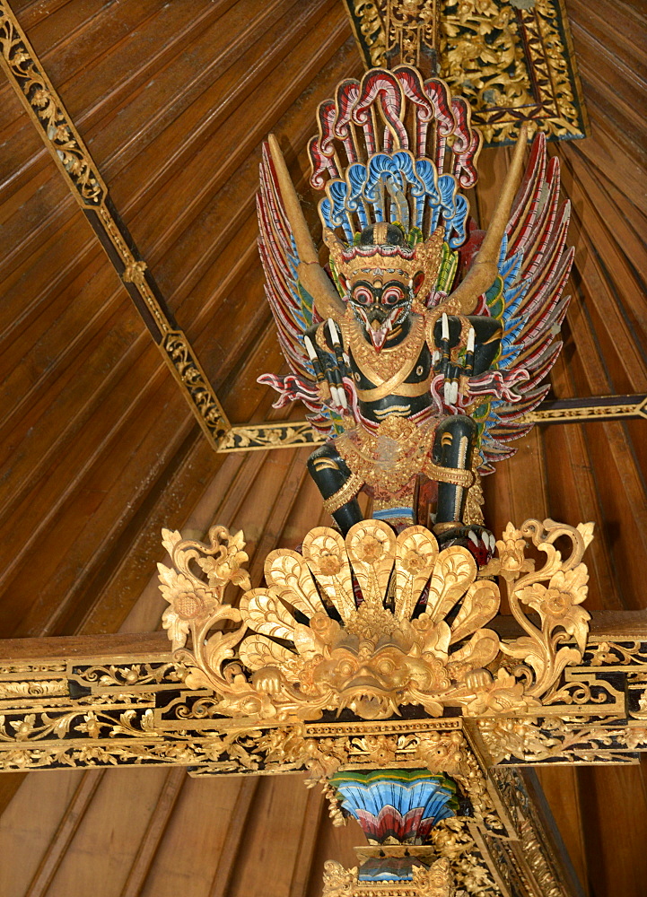 Garuda image above the bed beams of a wealthy Balinese household, Bali, Indonesia, Southeast Asia, Asia