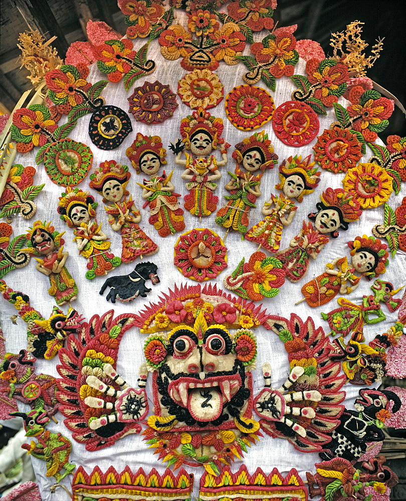 Offerings to gods made from rice dough in Bali, Indonesia, Southeast Asia, Asia 