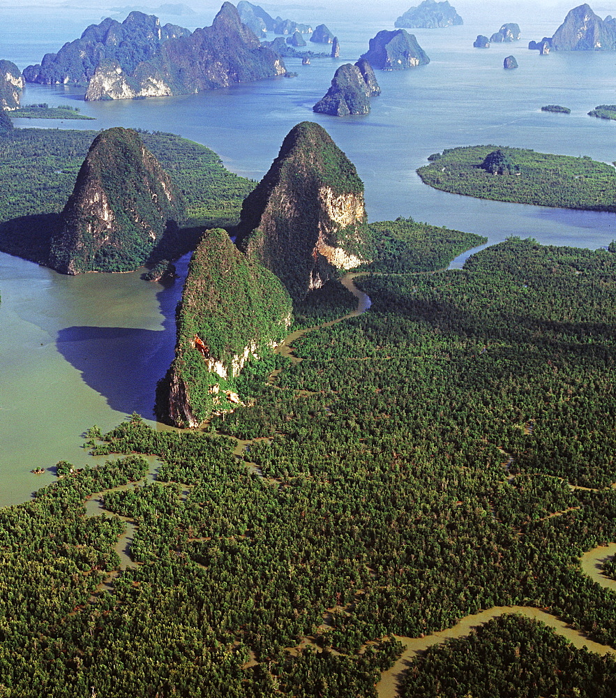 Aerial view of Phang Nga Bay, Thailand, Southeast Asia, Asia