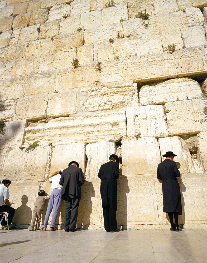 Jews praying at the Western Wall, Jerusalem, Israel, Middle East