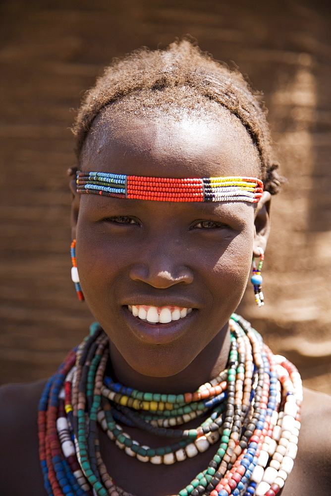 Portrait of a girl of the Galeb tribe, Lower Omo Valley, Ethiopia, Africa