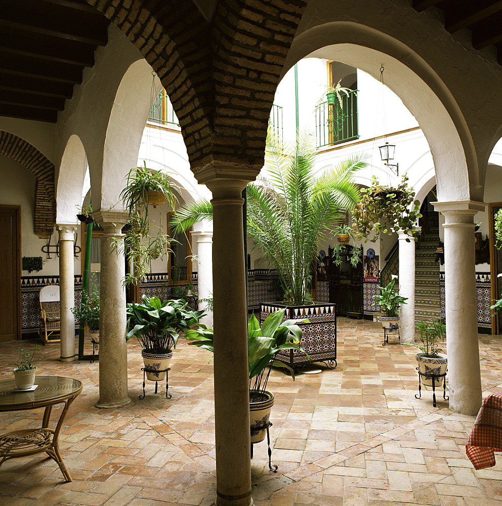 Courtyard of a traditional house, Carmona, Andalucia, Spain, Europe