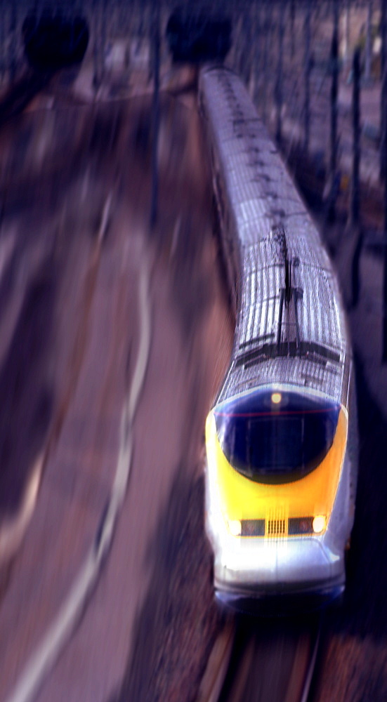 Eurostar leaving channel tunnel, Sangate, France