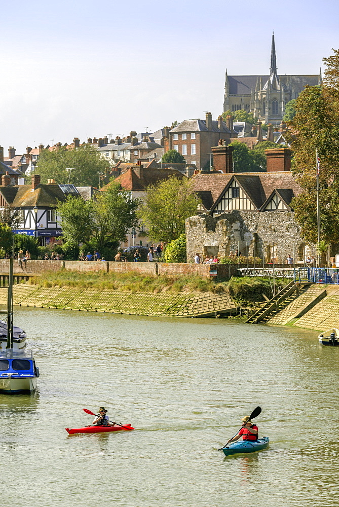 Boats moored on the River Arun, Arundel, West Sussex, England, United Kingdom, Europe