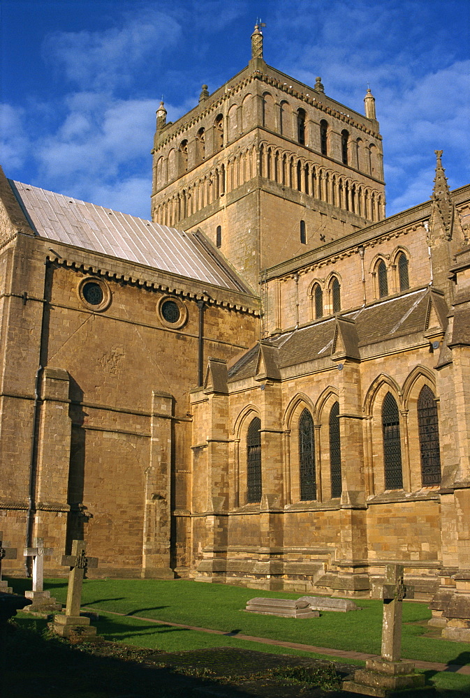 Southwell Minster, largely built by 1240, exterior from southeast, Southwell, Nottinghamshire, United Kingdom, Europe