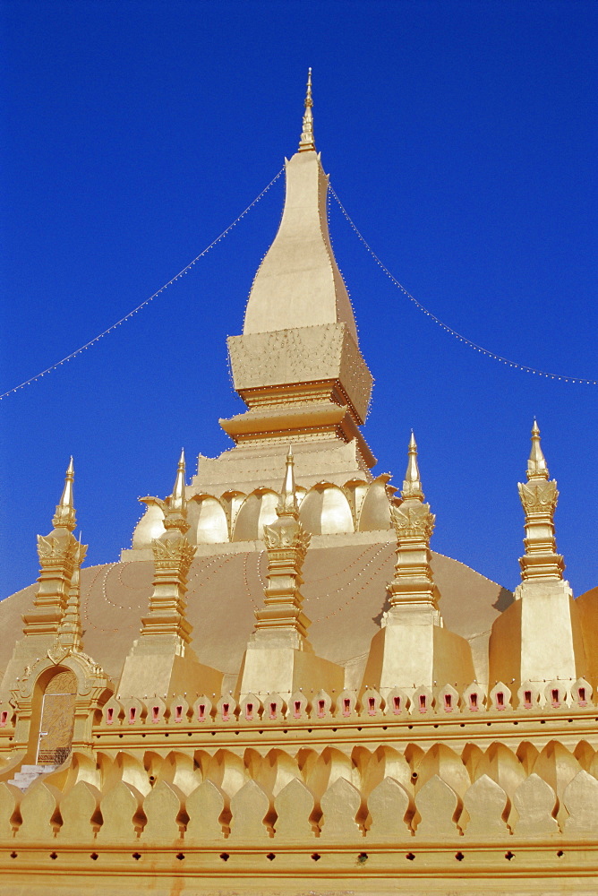 That Luang (That Louang) stupa, 45m high, main Buddhist temple and national symbol of Laos, Vientiane, Laos, Indochina, Asia