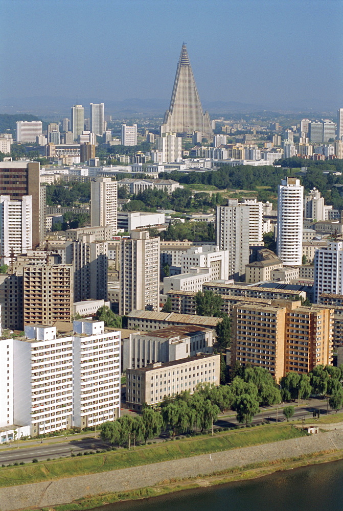 Ryugyong Hotel pyramid (unfinished), Pyongyang, North Korea, Asia