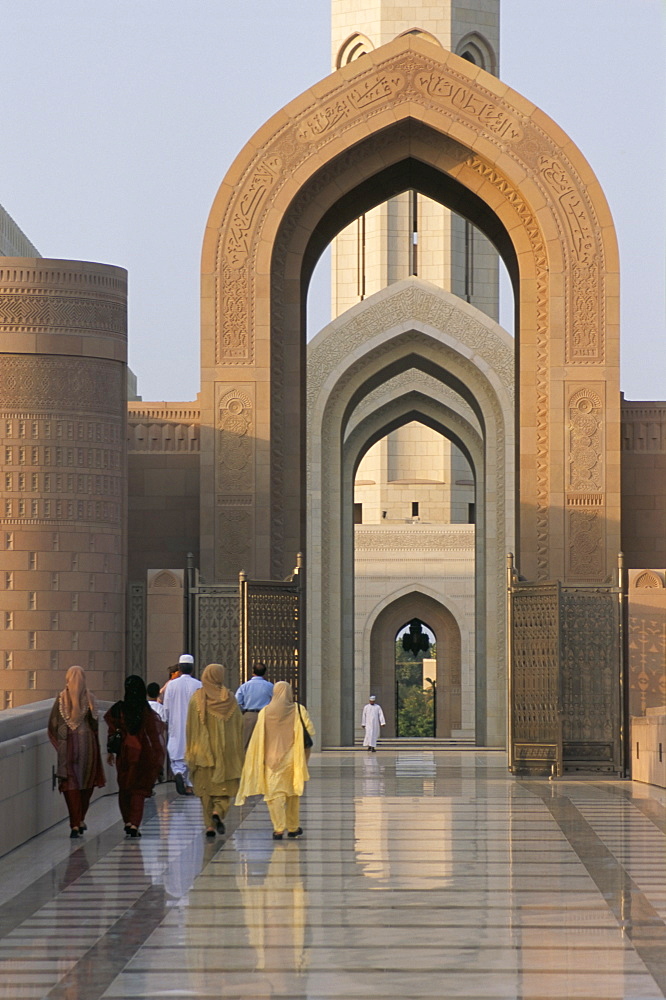 Entrance to Madinat al Sultan Qaboos, new main mosque at Al Khuwayr, Muscat, Oman, Middle East