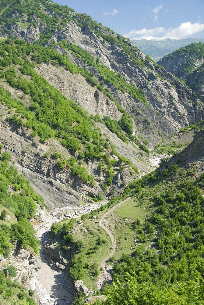 Girdmanchay River valley seen from road to mountain village of Lahic, Greater Caucasus Mountains, Azerbaijan, Central Asia, Asia