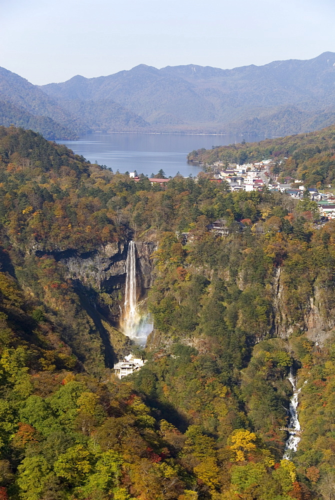 Chuzenji Lake and Kegon Falls, 97m high, Nikko, Honshu, Japan