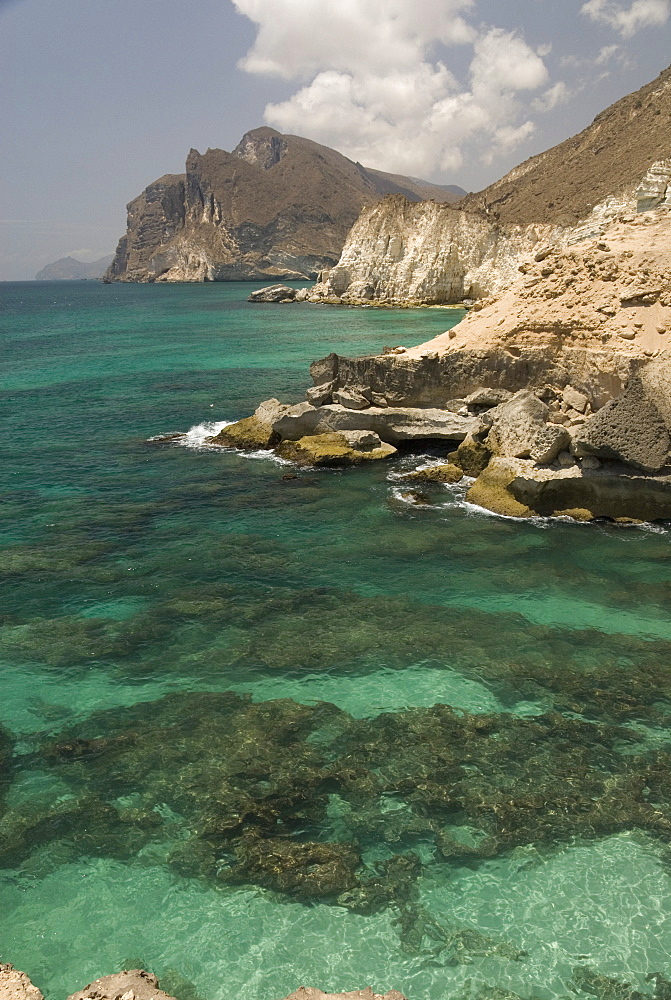 The limestone coast of southern Oman, Mughsayl, Salalah, Dhofar, Oman, Middle East 