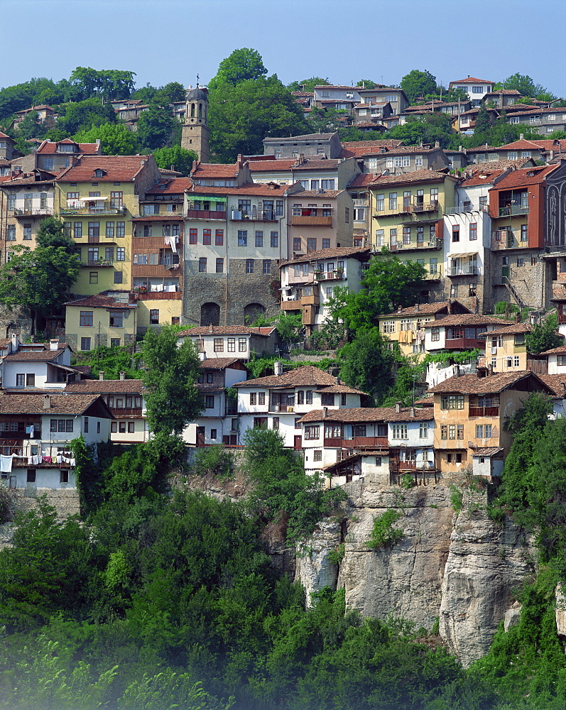 Houses on a hill in the town of Veliko Turnovo in Bulgaria, Europe