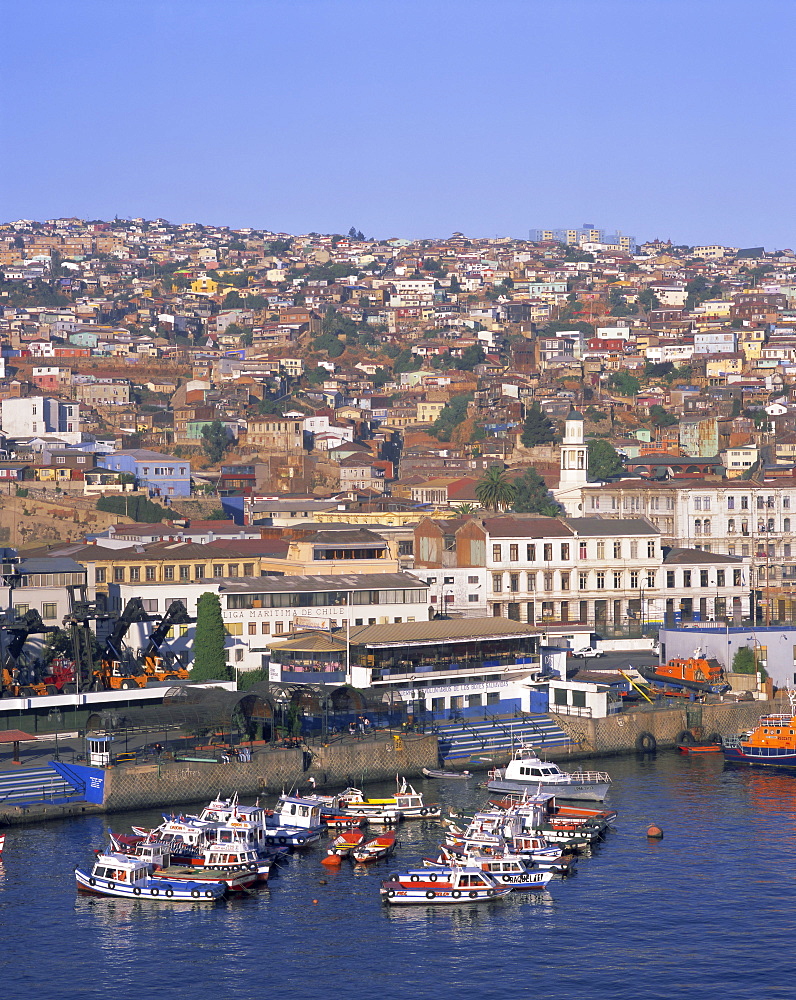 Harbour and city, Valparaiso, Chile, South America