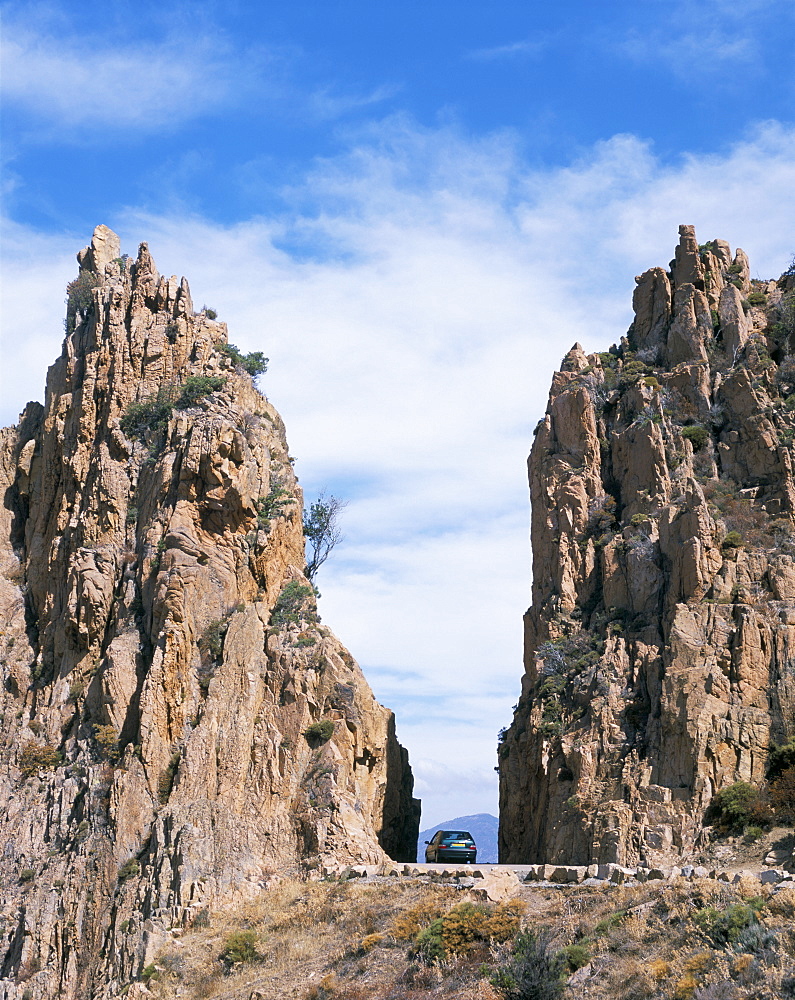 Road through the rocks, Piana, island of Corsica, France, Europe