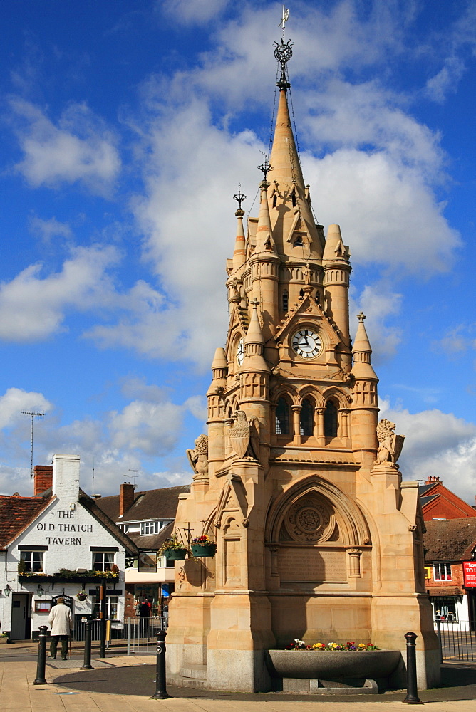 Clocktower and Town Square, Stratford-upon-Avon, Warwickshire, England, United Kingdom, Europe