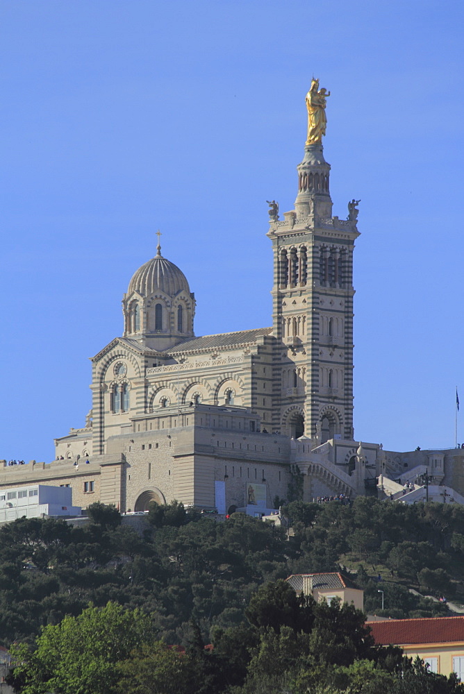 Notre Dame de la Garde church, Marseilles, Bouches du Rhone, Provence, France, Europe