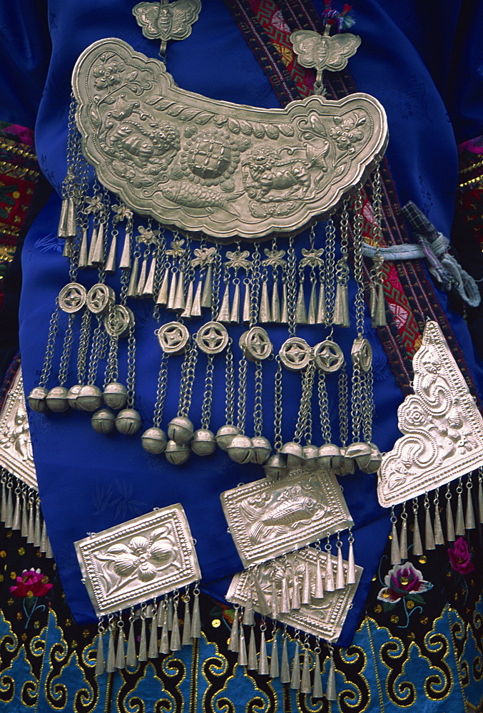 Traditional Miao silver dress ornaments, Leishan Festival, Guizhou Province, China, Asia