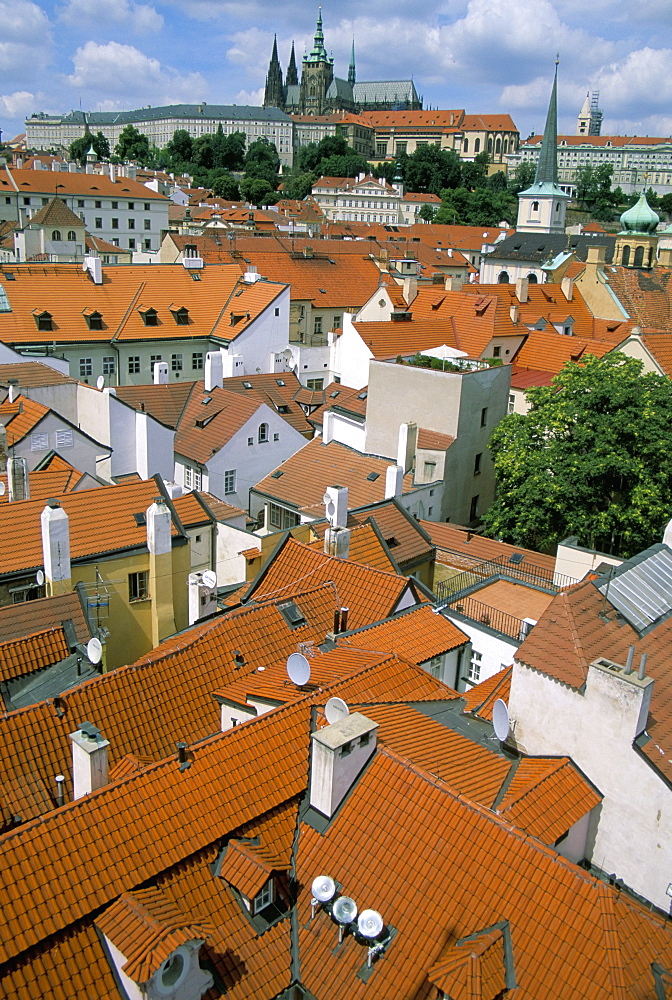 View of the Little Quarter from the Little Quarter Bridge Towers, Prague, Czech Republic, Europe