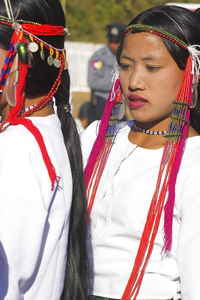 Naga ladies, Naga New Year Festival, Lahe village, Sagaing Division, Myanmar (Burma), Asia