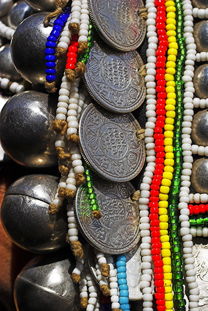 Nun Lin Kong  village (Akha Tribe), detail of Akha ladies hat, Kengtung (Kyaing Tong), Shan State, Myanmar (Burma), Asia