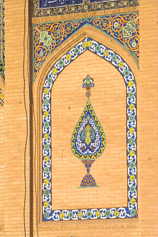 Detail of tilework on the Friday Mosque or Masjet-eJam, built in the year 1200 by the Ghorid Sultan Ghiyasyddin on the site of an earlier 10th century mosque, Herat, Herat Province, Afghanistan, Asia