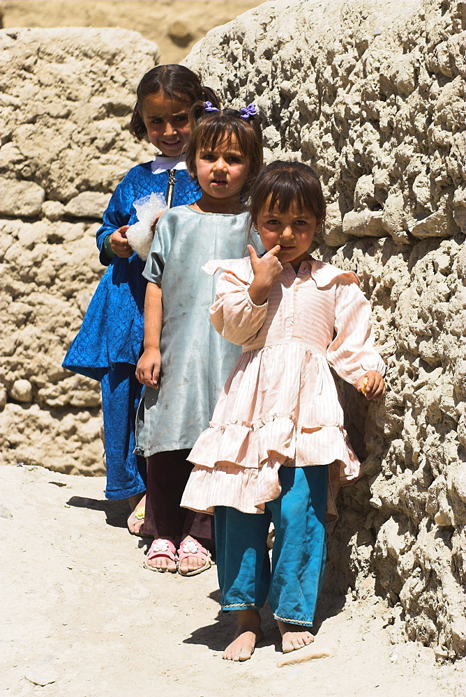 Children by ancient walls of Citadel, Ghazni, Afghanistan, Asia