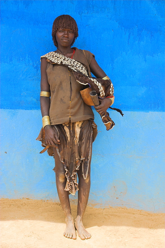 Banna woman at weekly market, Key Afir, Lower Omo Valley, Ethiopia, Africa